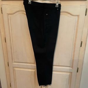 LOFT , black jeans, size 14.  Arrayed hem is what is trending. Freshly dry clean